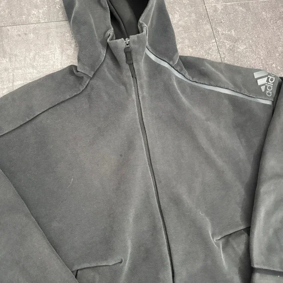 Adidas ZNE Full Zip Hoodie Mens Dark Grey B48879 Techwear Jacket Size M/L - Picture 2 of 6